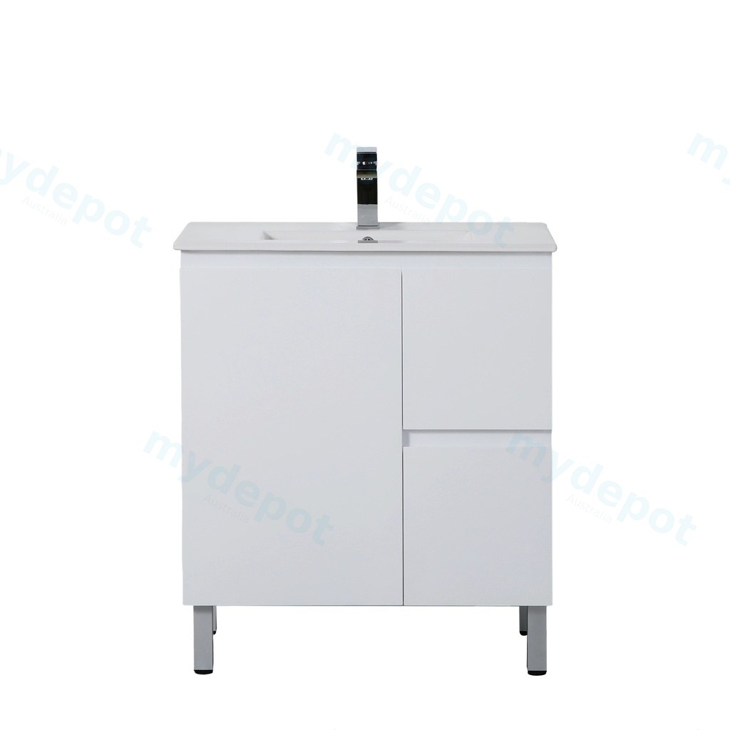 [56857] 740*455*860mm Gloss White Alpha Free Standing PVC Vanity,Right Hand Drawers