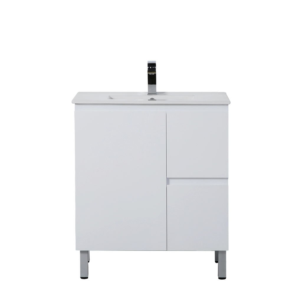 740*455*860mm Gloss White Alpha Free Standing PVC Vanity,Right Hand Drawers