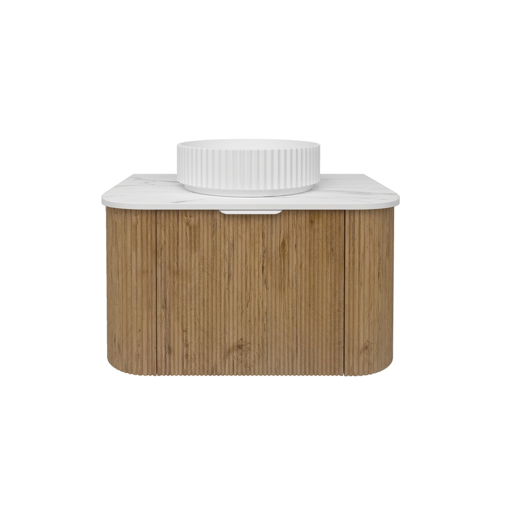 [56512] 740*493*400mm Prime Oak Agena Fluted Wood Grain Wall Hung Vanities Soft Closing Drawer Pull Out With Handle