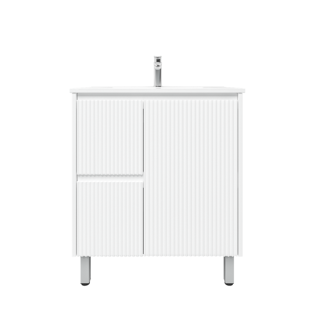 740Lx455Dx860Hmm Brio Matte White 2PAC Coating PVC 2L/DW 1R/DR Freestanding Bathroom Vanity