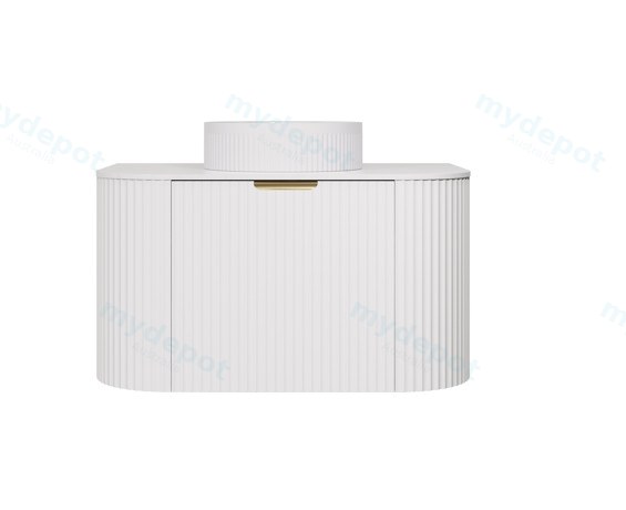 [56518] 740X455X400mm Matte White Agena Modern Fluted Wall Hung Vanity PVC Cabinet