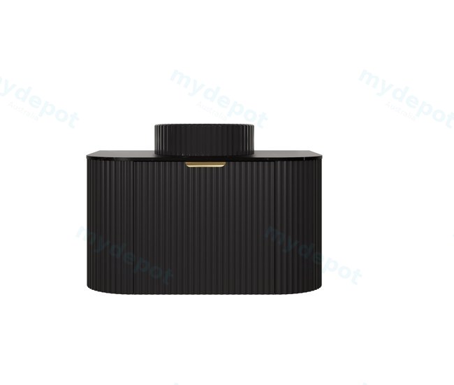 [56536] 740X455X470mm Matte Black Agena Modern Fluted Wall Hung Vanity PVC Cabinet