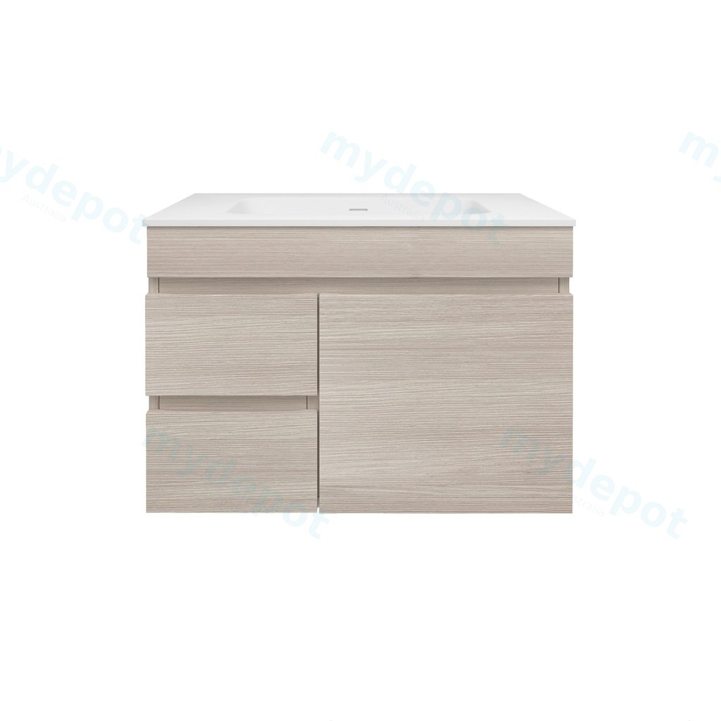 [56566] 740X455X500mm Camden Mordern Wall Hung Cabinet Coastal Oak,Soft Closing Finger Pull Door,Left Hand Drawers