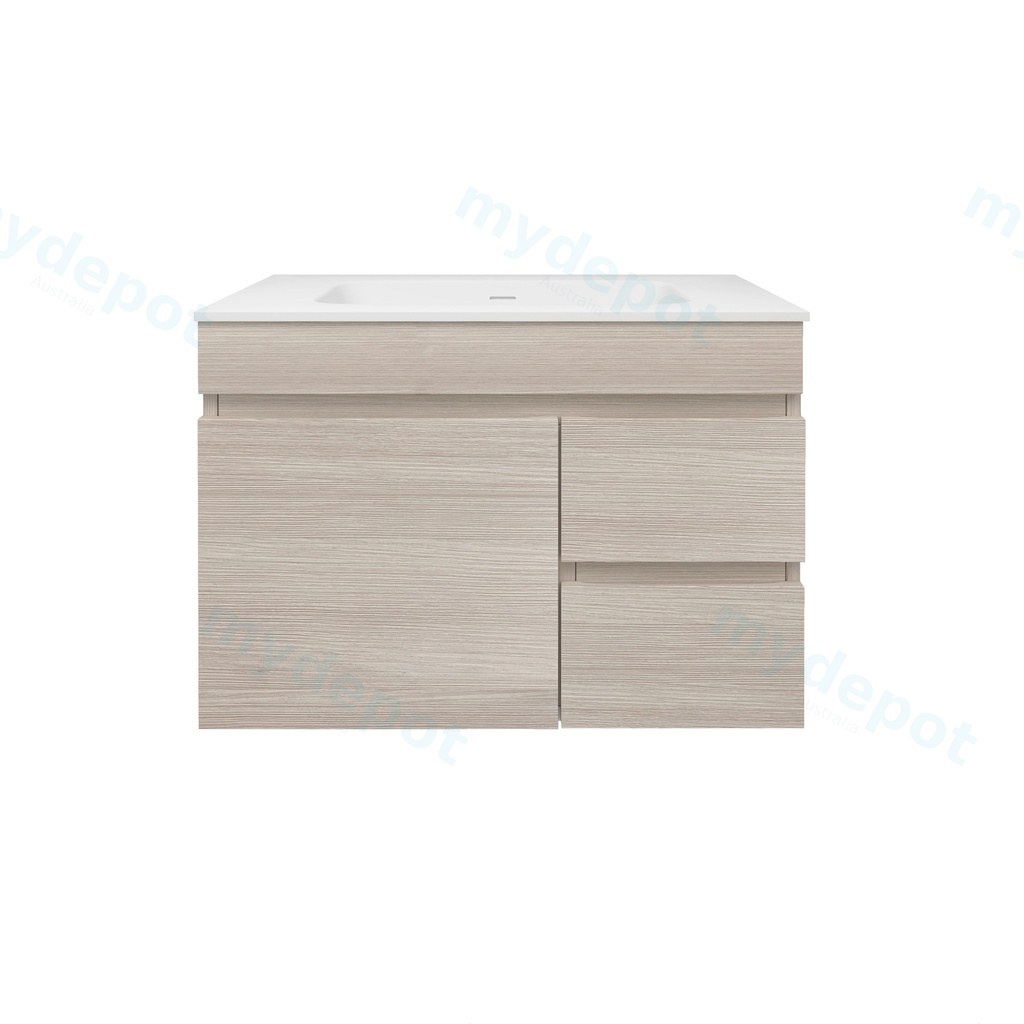 [56567] 740X455X500mm Camden Mordern Wall Hung Cabinet Coastal Oak,Soft Closing Finger Pull Door,Right Hand Drawers