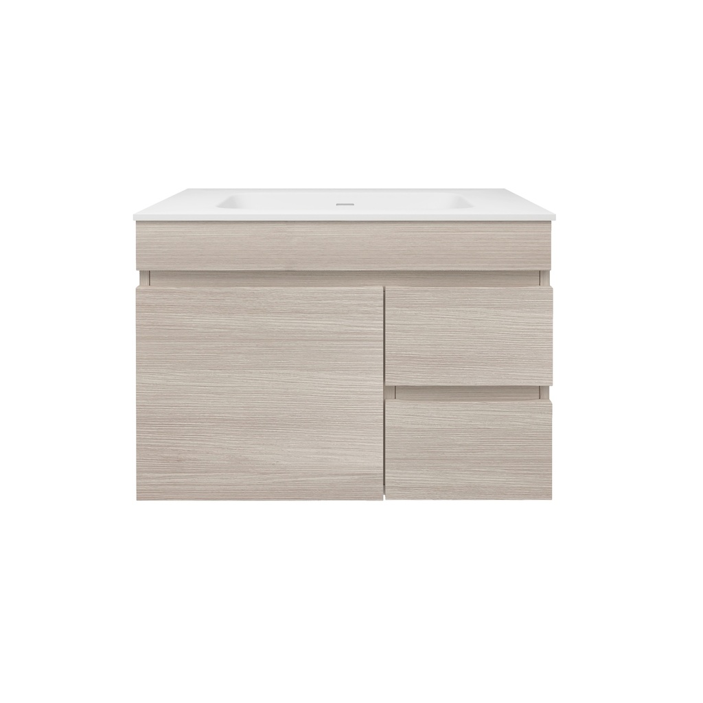 [56567] 740X455X500mm Camden Mordern Wall Hung Cabinet Coastal Oak,Soft Closing Finger Pull Door,Right Hand Drawers