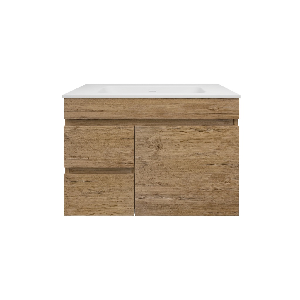 740X455X500mm Camden Mordern Wall Hung Cabinet Prime Oak,Soft Closing Finger Pull Door,Left Hand Drawers