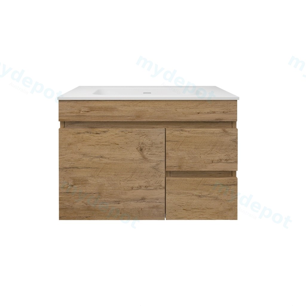 [56574] 740X455X500mm Camden Mordern Wall Hung Cabinet Prime Oak,Soft Closing Finger Pull Door,Right Hand Drawers