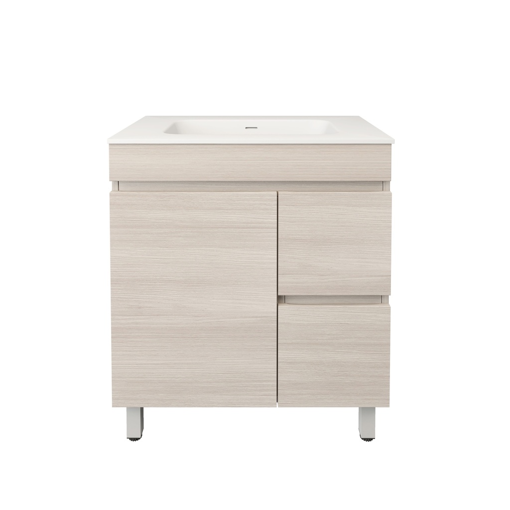 740X455X710mm Camden Modern Free Standing Cabinet Coastal Oak,Soft Closing Finger Pull Door,Right Hand Drawers