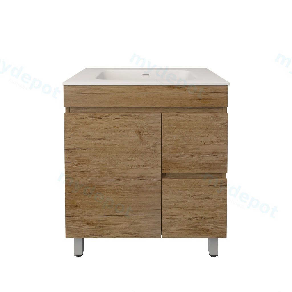 [56591] 740X455X710mm Camden Modern Free Standing Cabinet Prime Oak,Soft Closing Finger Pull Door,Right Hand Drawers