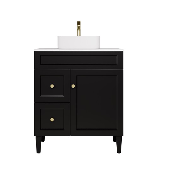 740X455X860 Matte Black Harold Federation Free Standing PVC Cabinet,Left Hand Drawers