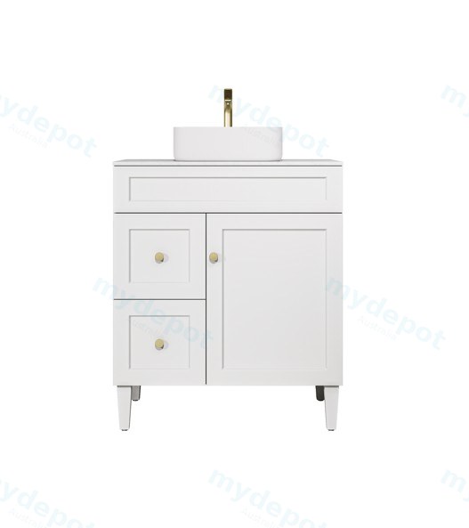 [56488] 740X455X860mm Matte White Harold Federation Free Standing PVC Cabinet,Left Hand Drawers