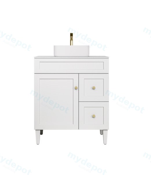 [56489] 740X455X860mm Matte White Harold Federation Free Standing PVC Cabinet,Right Hand Drawers