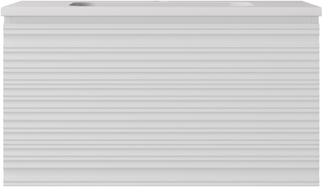 740x455x400mm Matte White Sedona Modern Fluted Wall Hung PVC Cabinet,Left Hand Drawers