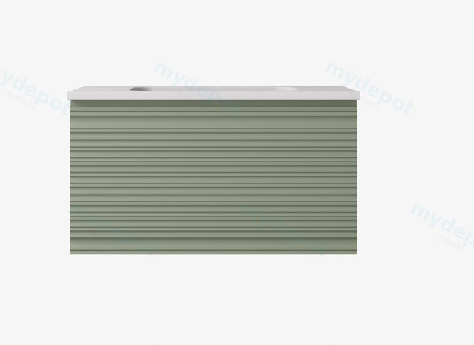 [56649] 740x455x400mm Olive Green Sedona Modern Fluted Wall Hung PVC Cabinet,Left Hand Drawers