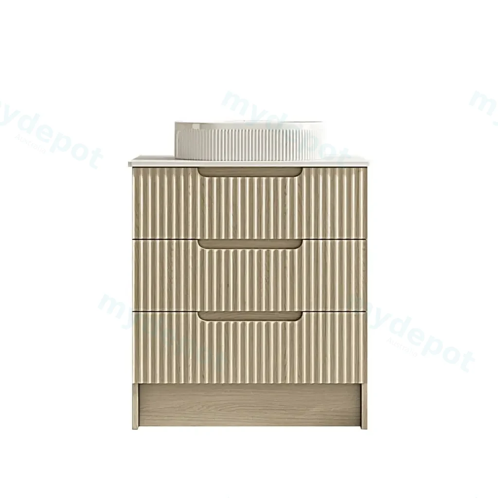 [50556] 740x455x830 Natural Oak Premium Straight Edge Freestanding vanity
