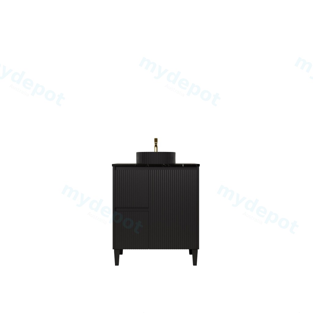 [56629] 740x455x860mm Matte Black Crete Modern Free Standing Vanity,Left Hand Drawers