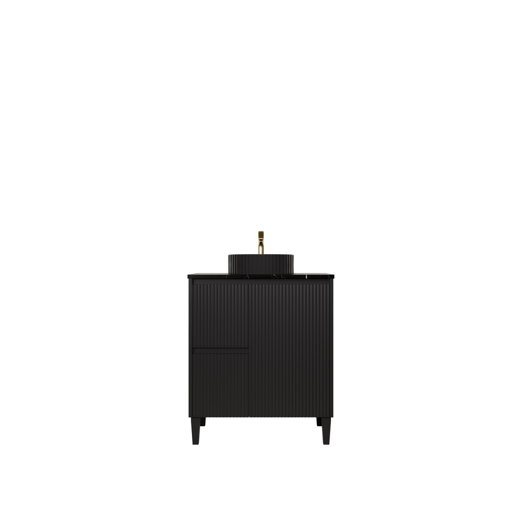 740x455x860mm Matte Black Crete Modern Free Standing Vanity,Left Hand Drawers