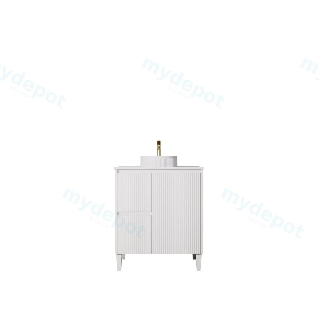 [56619] 740x455x860mm Matte White Crete Modern Free Standing Vanity,Left Hand Drawers