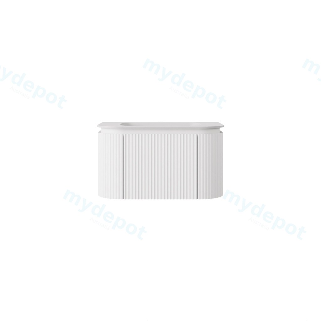 [56774] 740x495x400mm Matte White Estella Modern Wall Hung Vanity PVC Cabinet Two Middle Drawer Plus Two Side Drawers Soft Closing Drawers