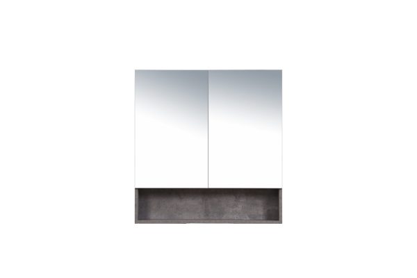 750*150*780mm Rock Cemento Wall Hung Woodgrain Mirror Cabinet Two Doors