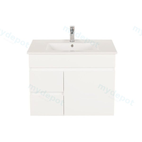 [50499] 750*450*560mm Wall Hung Gloss White PVC Vanity Cabinet Only Left Drawer