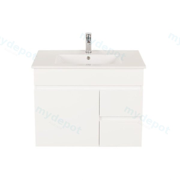 [50500] 750*450*560mm Wall Hung Gloss White PVC Vanity Cabinet Only Right Drawer