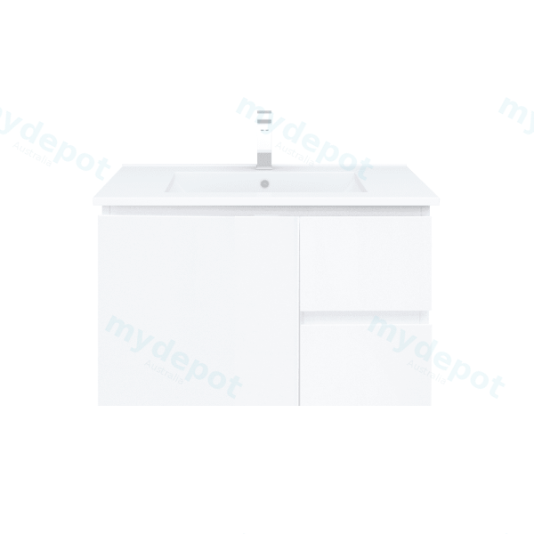 [50478] 750*450*560mm Wall Hung Gloss White Vanity  Right Drawer With Ceramic Top