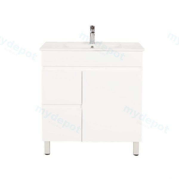 [50497] 750*450*710mm Freestangding Gloss White PVC Vanity Cabinet Only Left Drawer