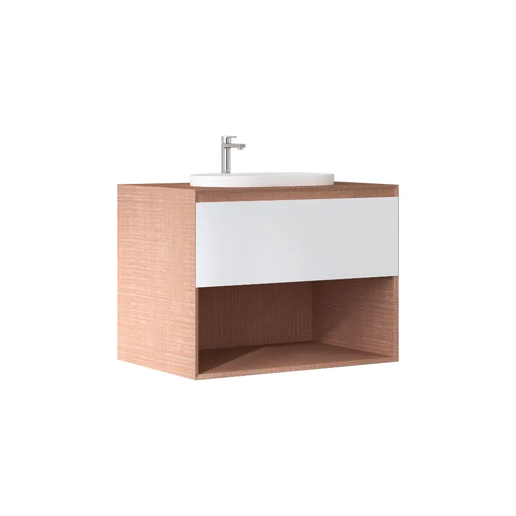 [50407] 750*540*560mm Wall Hung Costa Oak Woodgrain Vanity With Cosy 60 Basin