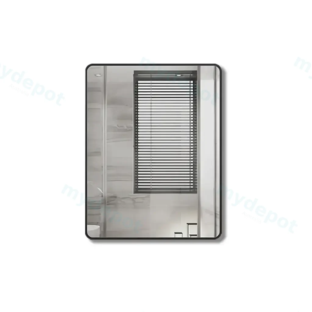 [85033/PM7590MB] 750X900mm Pencil Edge Rectangle Plain Mirror Matte Black Framed