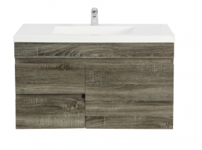 750Lx500Hx350Dmm Dark Grey MDF Board with PVC Vacuum Filmed 2L/DW 1R/DR Wall Hung Vanity