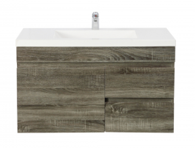 750Lx500Hx350Dmm Dark Grey MDF Board with PVC Vacuum Filmed 2R/DW 1L/DR Wall Hung Vanity