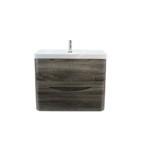 [94006/TAW75DG] 750Lx550Hx460Dmm Dark Grey MDF Board with PVC Vacuum Filmed 2/DW Curved Wall Hung Vanity