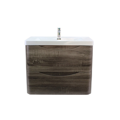 750Lx550Hx460Dmm Dark Grey MDF Board with PVC Vacuum Filmed 2/DW Curved Wall Hung Vanity