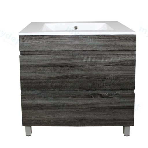 [93038/DG7546L] 750mm Dark Grey MDF 2 Drawers Freestanding Bathroom Vanity Cabinet Only