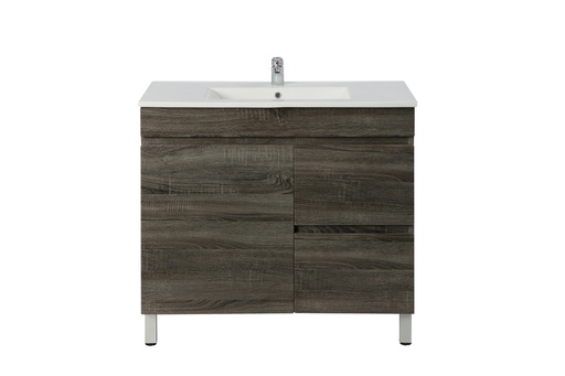 750Lx830Hx450Dmm Dark Grey MDF Board with PVC Vacuum Filmed 2R/DW 1L/DR Freestanding Vanity