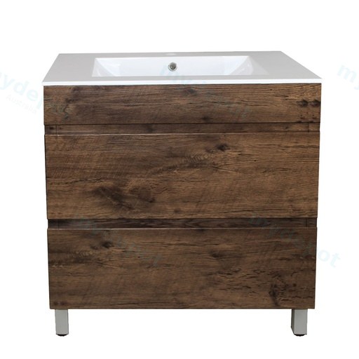 [93039/DO7546L] 750mm Dark Oak MDF 2 Drawers Freestanding Bathroom Vanity Cabinet Only
