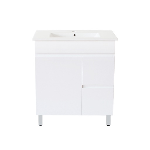 [92011/PVC74LR] 750Lx830Hx450Dmm Gloss White 2PAC PVC 2R/DW 1L/DR Freestanding Vanity