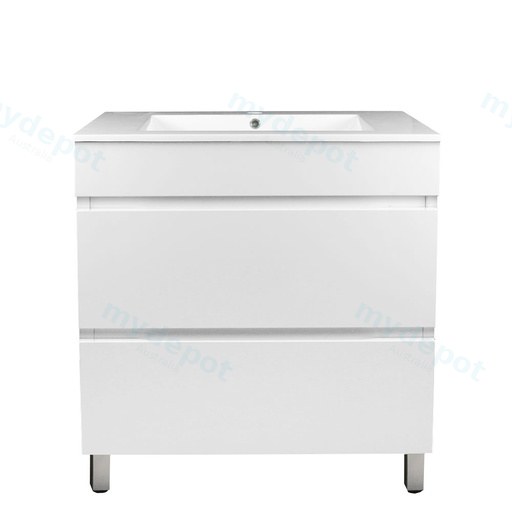 [93040/MW7546L] 750mm Matte White MDF 2 Drawers Freestanding Bathroom Vanity Cabinet Only