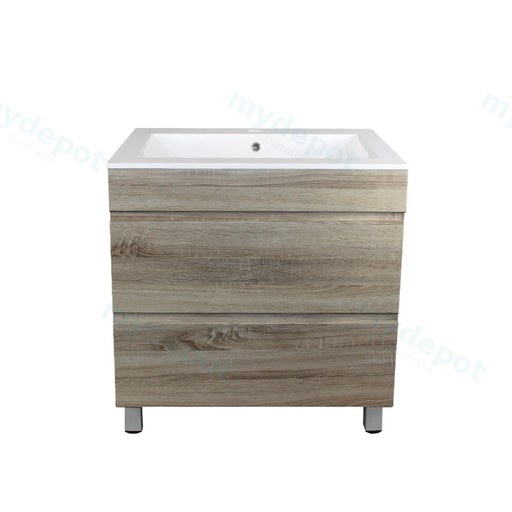 [93037/WO7546L] 750mm White Oak MDF 2 Drawers Freestanding Bathroom Vanity Cabinet Only