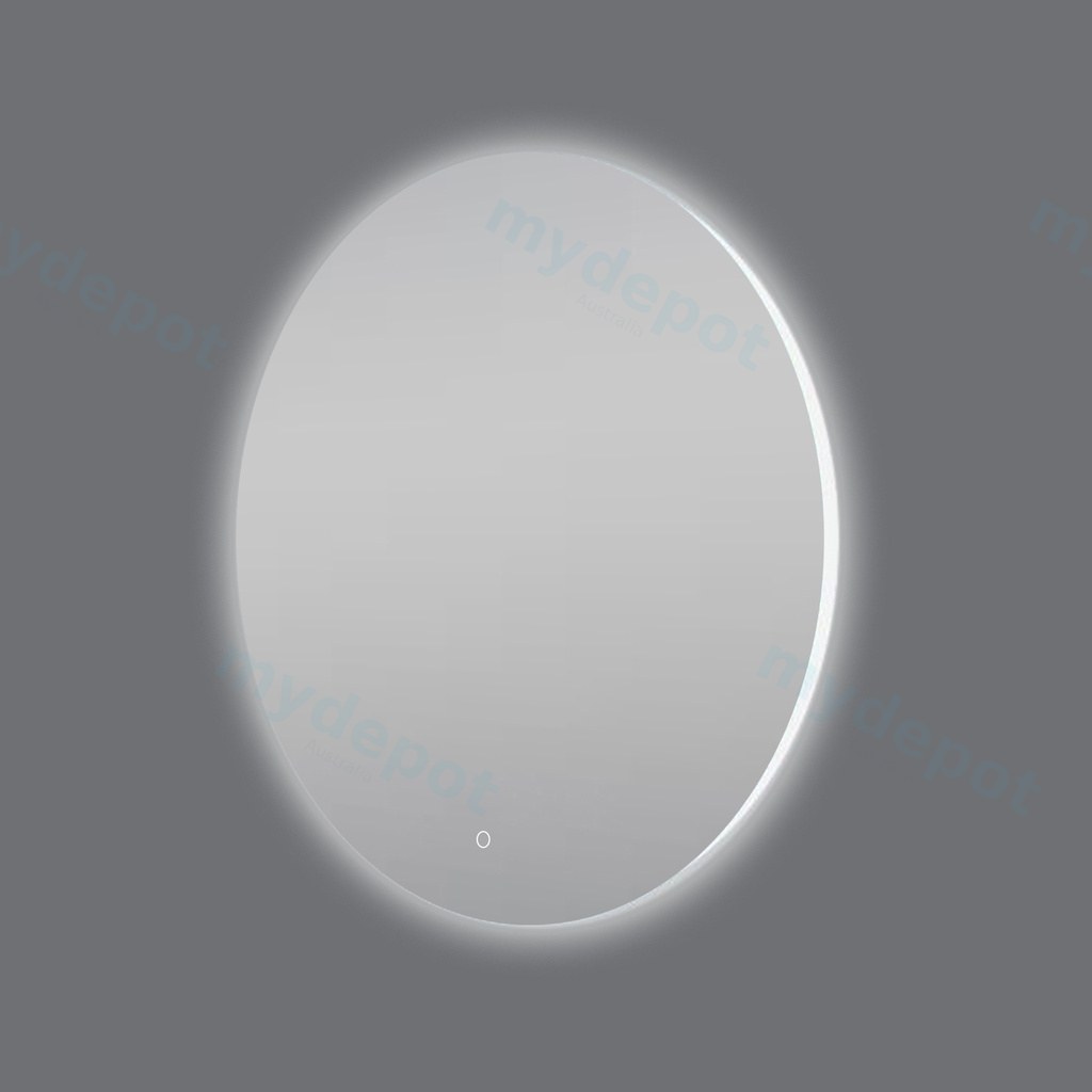 [41228] 750mm Round 3 Color Lighting Backlit Acrylic LED Mirror Touch Sensor Switch Defogger Pad Wall Mounted