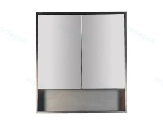 [50681] 750x150x780mm Hera Black Oak MDF Shaving Cabinet With Two Doors Two Fixed Shelves