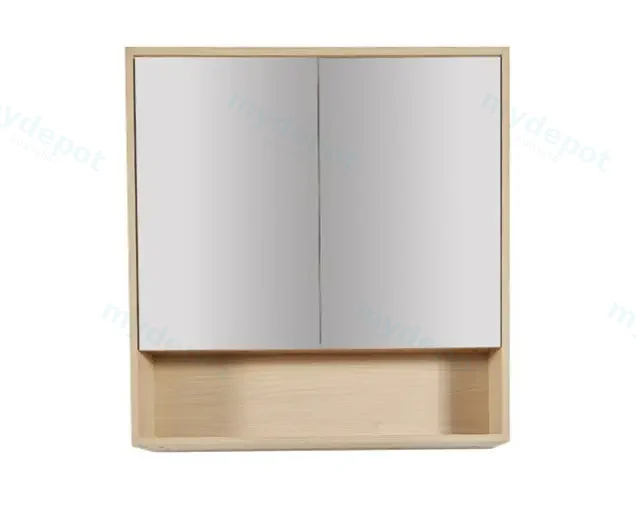 [50682] 750x150x780mm Hera Tas Oak MDF Shaving Cabinet With Two Doors Two Fixed Shelves