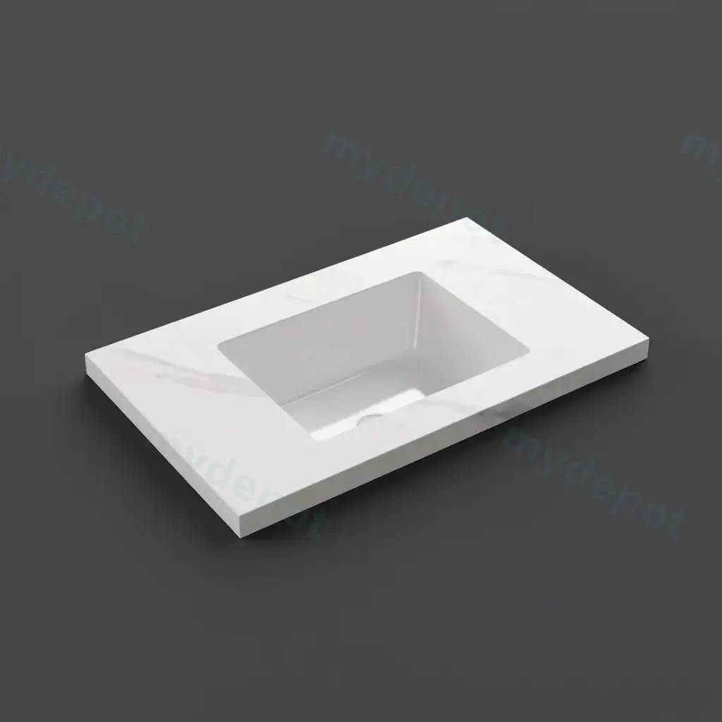 [56767] 750x460x190mm Carrara White Sintered Stone Seamlessjoined With Fine Ceramic Basin Single Bowl No Tap Hole