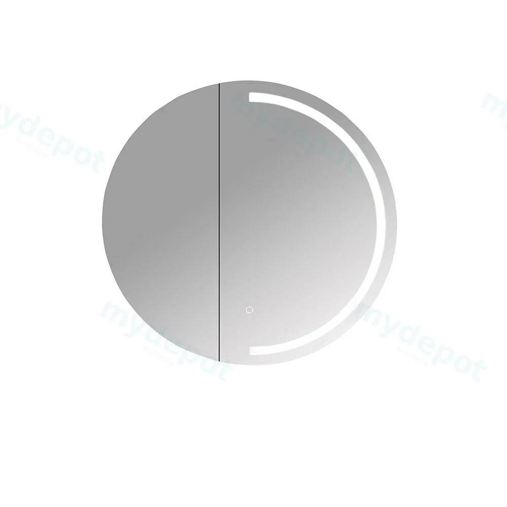 [50574] 750x750x160mm Matt White Athena LED Round PVC Shaving Cabinet Single Door