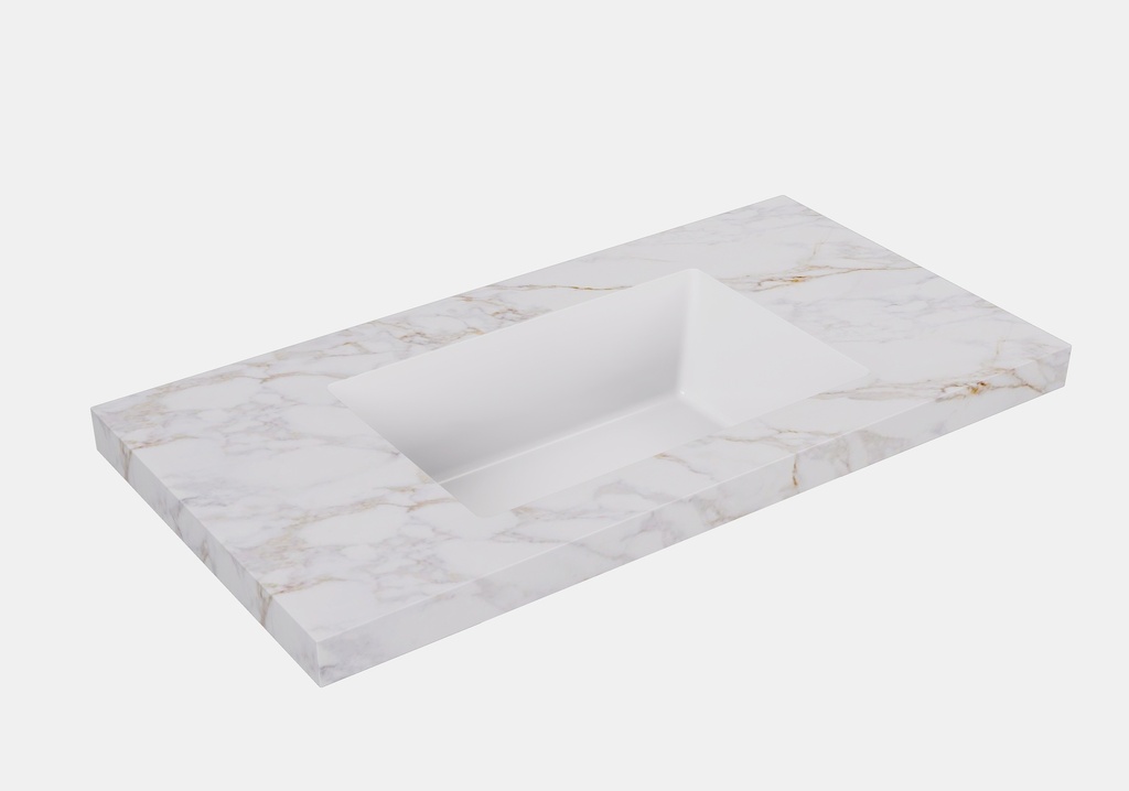755X465X50mm Carrara Gold Sintered Stone Semless Joined With Fine Ceramic Basin Stone Single Bowl No Tap Hole