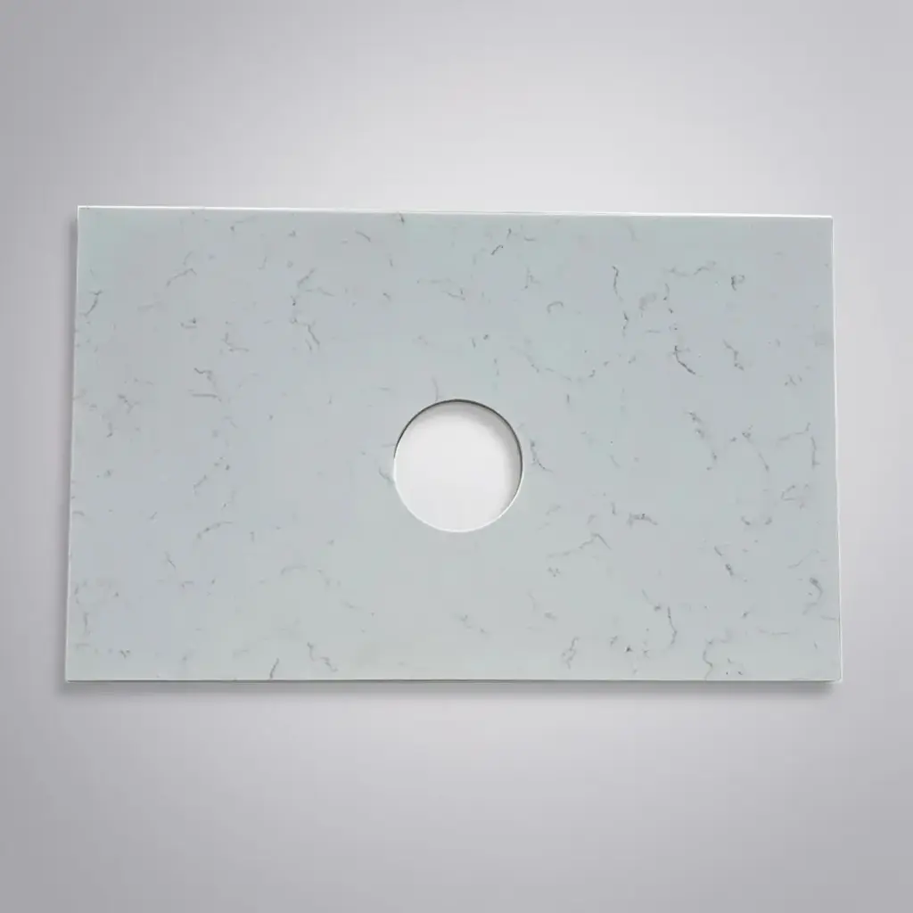 [50701] 755x465x15mm Carrara White Zero Silica Quartz Square Corner Stone Top