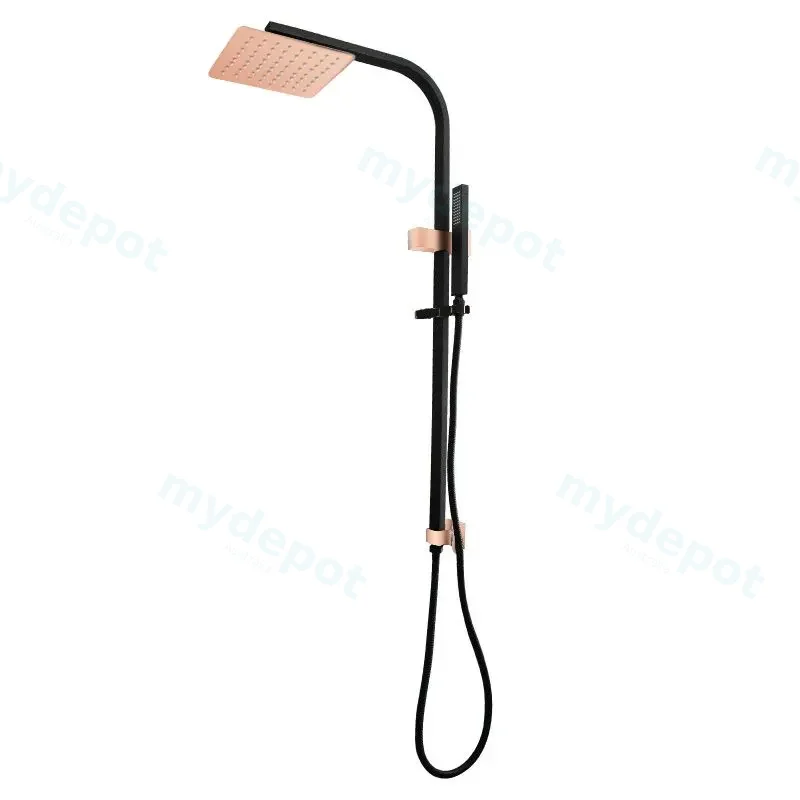 [41359] 8'' Square Black & Rose Gold Shower Station