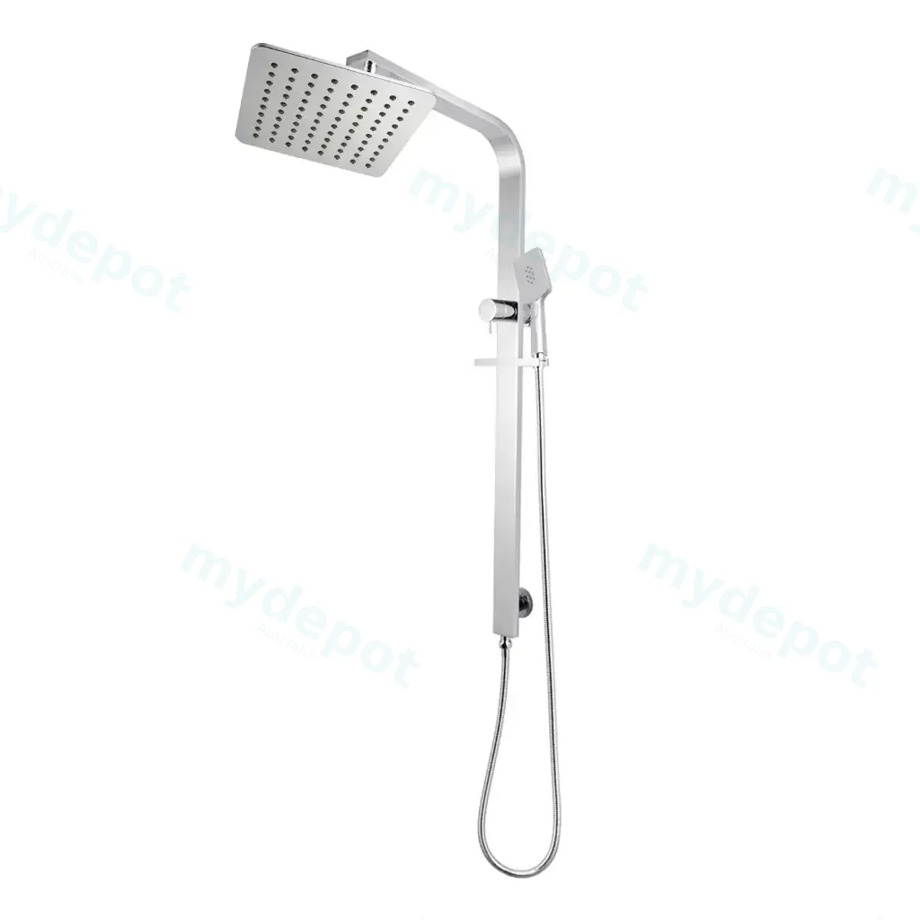 [40263] 8'' Square Chrome Shower Station Top Water Inlet(Wide Rail)