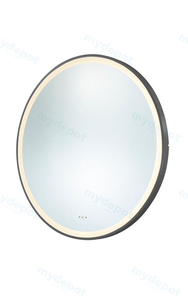 [55951] 800X800X32mm Gun Metal Orbis Framed LED Mirror
